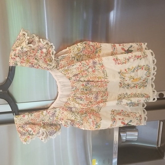 💕FARM RIO💕 Delicate Forest Scarves Blouse ~ Micro Floral Print Small NWT - Picture 14 of 16